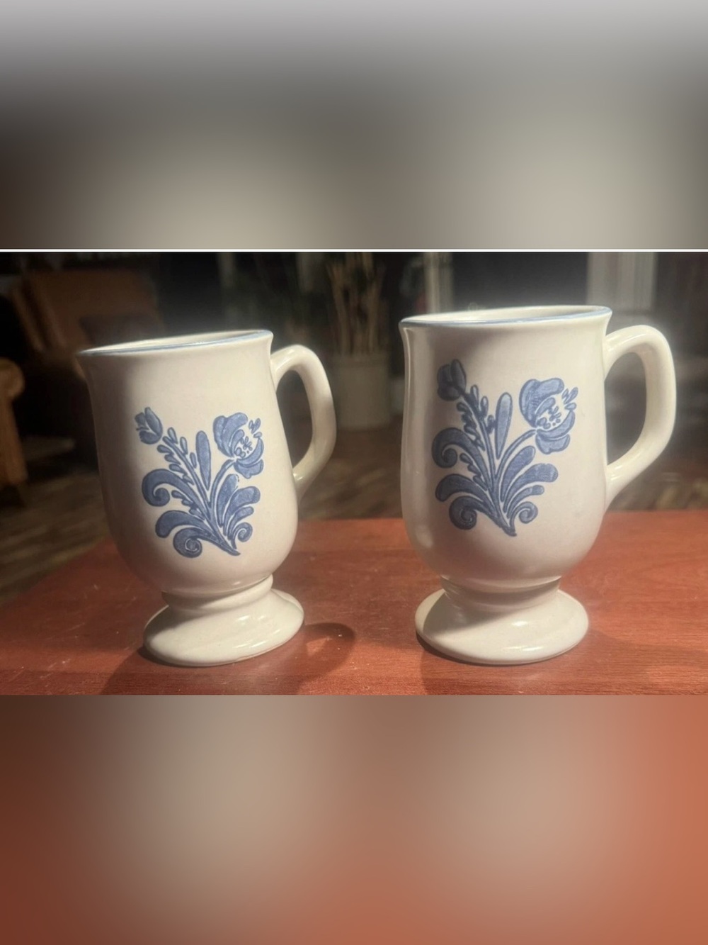 Two Vintage Original Pfaltzgraff YORKTOWNE Footed Pedestal Mugs USA